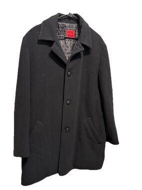 Cole Haan Men’s Wool Blend Quilted Lined Peacoat Jacket Black Size L
